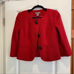 Ann Taylor Red Cropped Blazer Suit Jacket